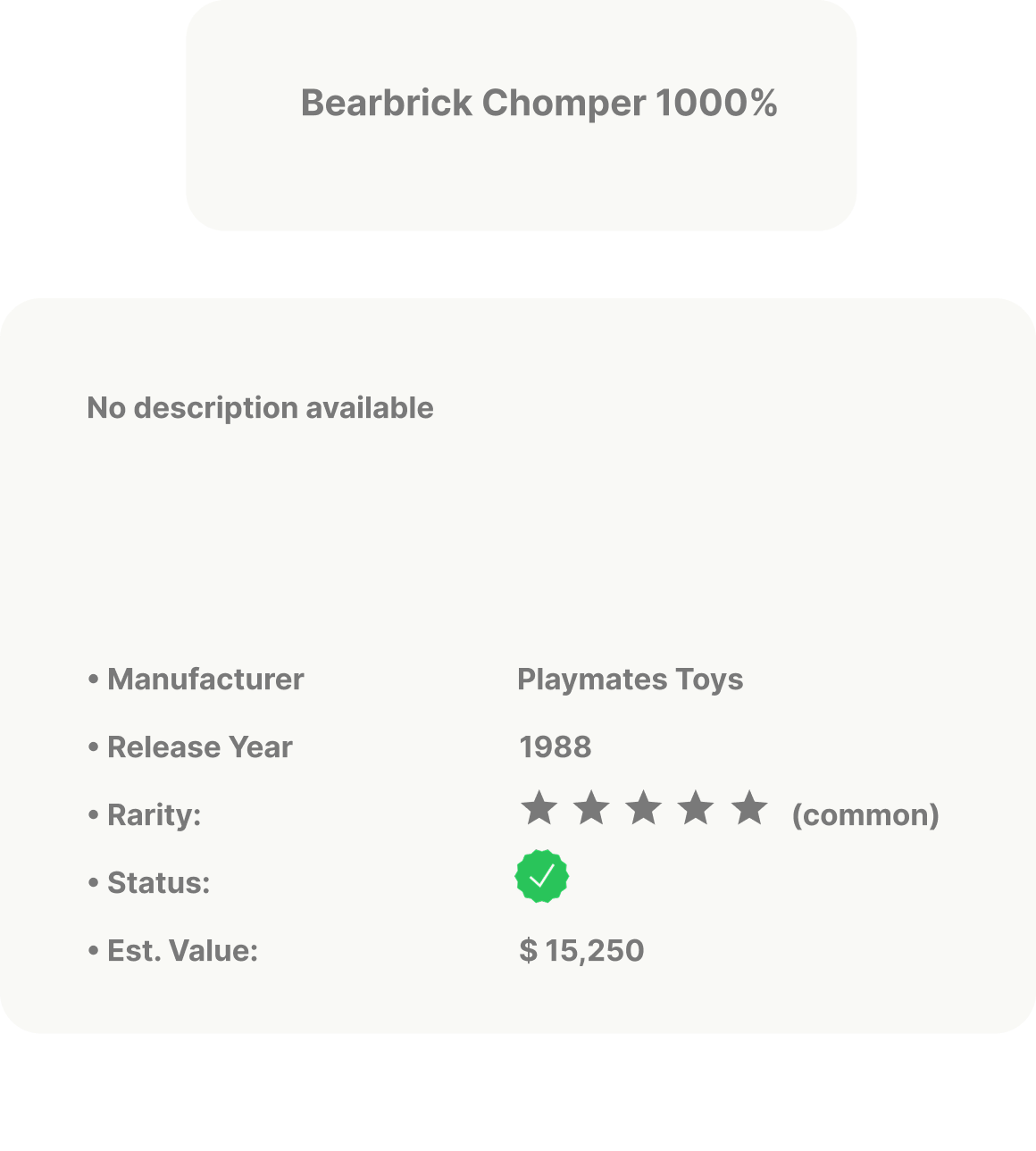 Item details in the KOLLEK app